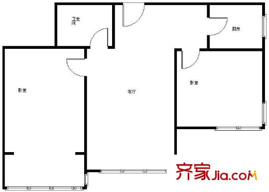 酷特区户型图C-02户型图 2室1厅1卫1厨