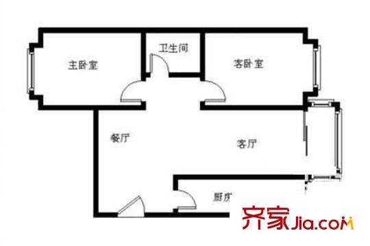 恒川公寓户型图户型图 2室2厅1卫1厨