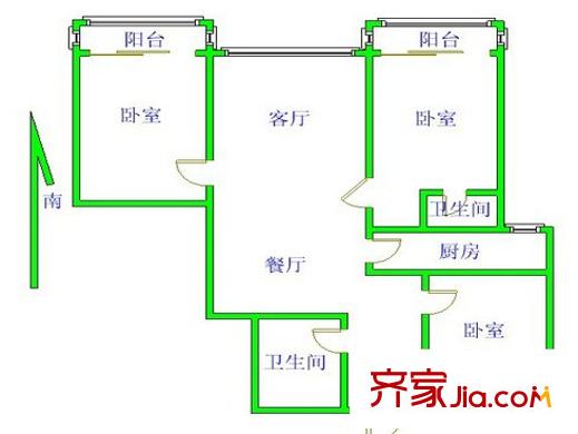 道家园小区 2室 户型图