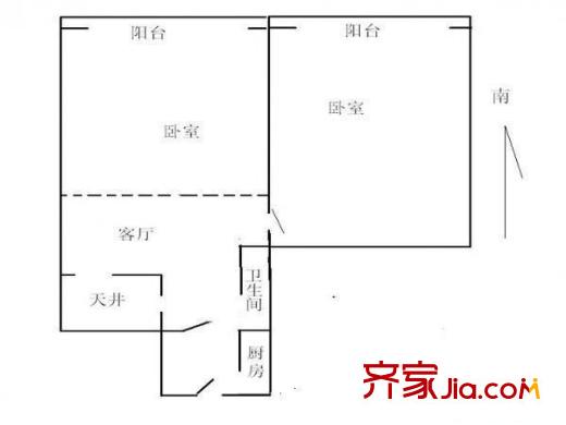 道家园小区 2室 户型图