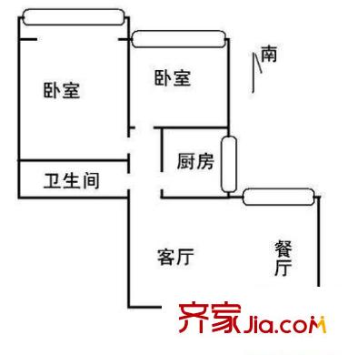 二炮大院 2室 户型图