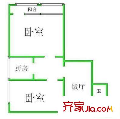 二炮大院 2室 户型图