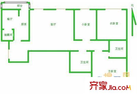 惠安轩户型图户型图 3室2厅2卫1厨