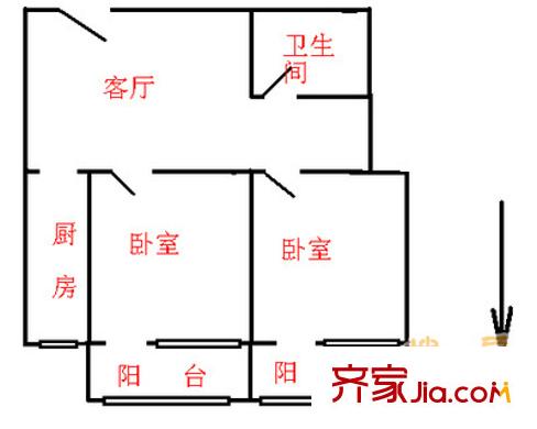 惠安轩户型图户型图 2室1厅1卫1厨