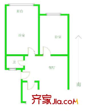 亚奥阳光户型图户型图 2室2厅1卫1厨