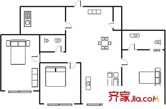 逸盛阁 3室 户型图