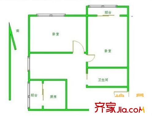 二炮大院 2室 户型图
