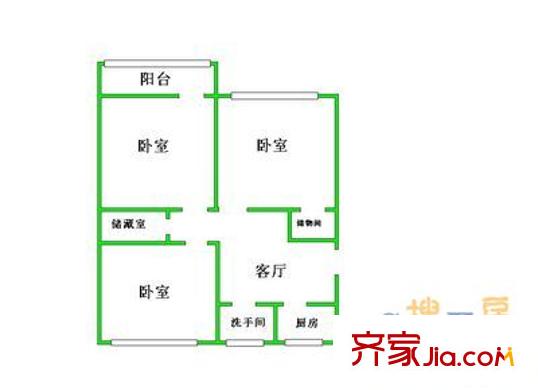 二炮大院 3室 户型图