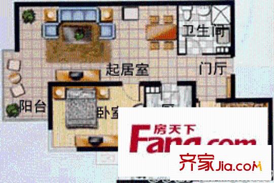 华源之星户型图E户型 2室1厅1卫1厨