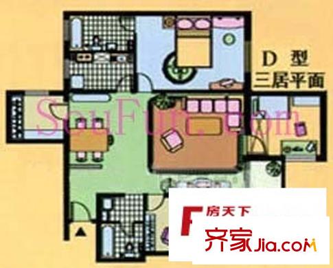 胜古馨园户型图三室一厅 3室1厅1卫1厨