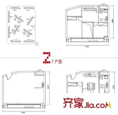 中弘北京像素户型图Z7 2室1厅2卫1厨