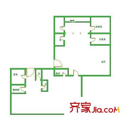 酒仙公寓 4室 户型图