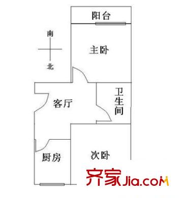 北沙滩6号院 2室 户型图