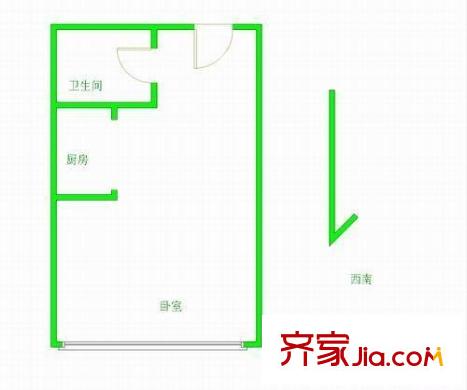 点击未来户型图户型图 1室1厅1卫1厨