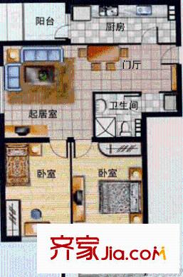 华源之星户型图B户型 2室1厅1卫1厨