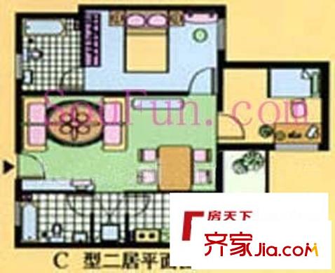 胜古馨园户型图二室一厅 2室1厅1卫1厨