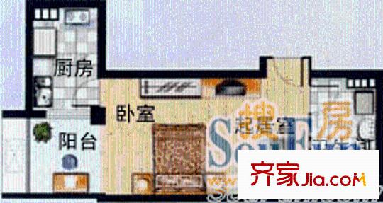 华源之星户型图C户型 1室1厅1卫1厨