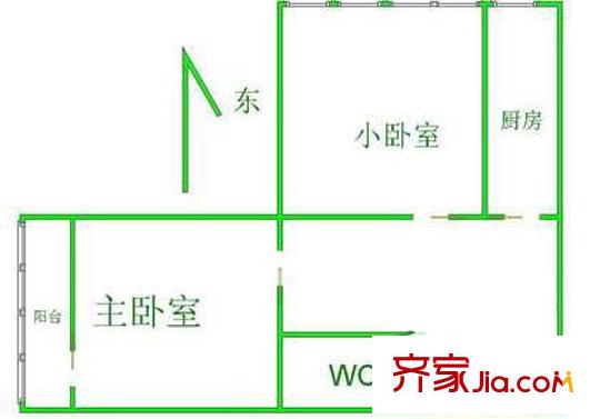 小关东街户型图户型图 2室1厅1卫1厨