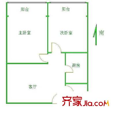 小关东街户型图户型图 2室1厅1卫1厨