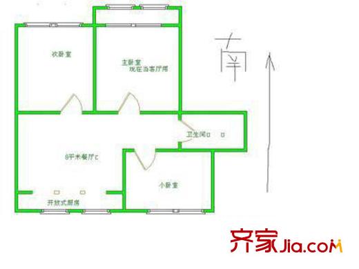 小关东街户型图户型图 3室1厅1卫1厨