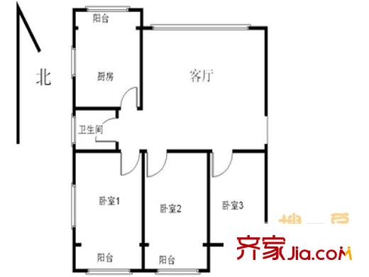 宝龙国际公寓户型图3室 户型图 3室2厅2卫1厨