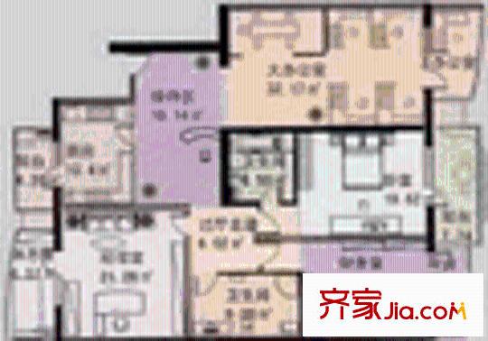 鸿安国际大厦户型图3室2厅2卫1厨