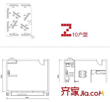 中弘北京像素户型图Z10 1室1厅1卫1厨
