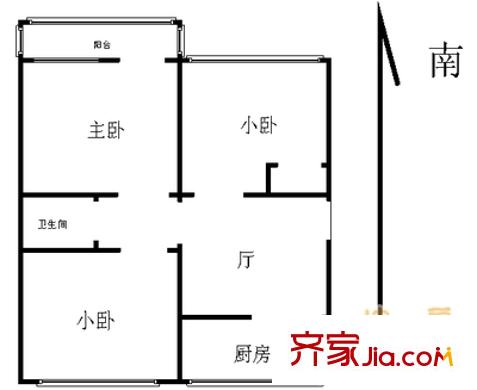 六里屯西里户型图户型图 3室1厅1卫1厨