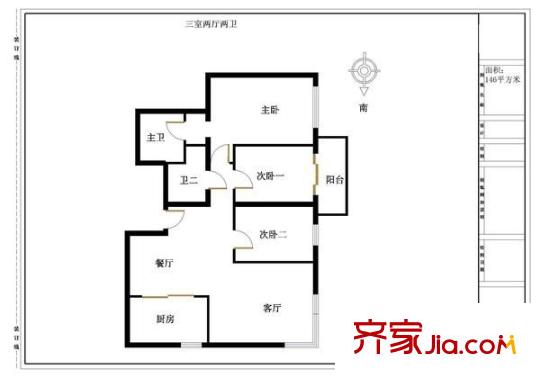 凤凰城一期 3室 户型图