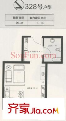 点击未来户型图户型图 1室1厅1卫1厨