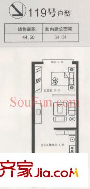点击未来户型图户型图 1室1厅1卫1厨