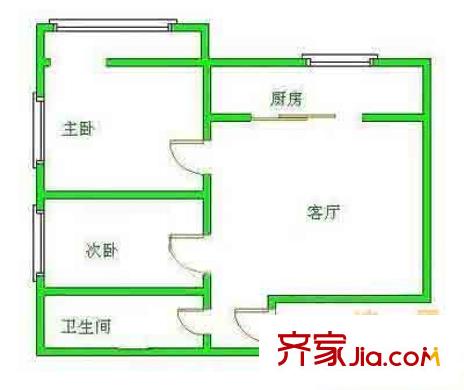 定福庄南里1号院户型图户型图 2室1厅1卫1厨