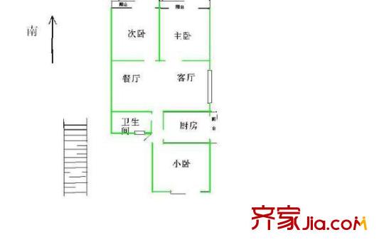 小关东街户型图户型图 3室2厅1卫1厨