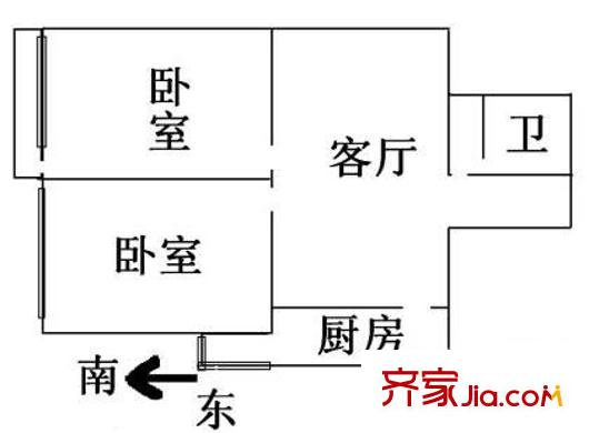 芍药居甲2号院户型图户型图 2室1厅1卫1厨