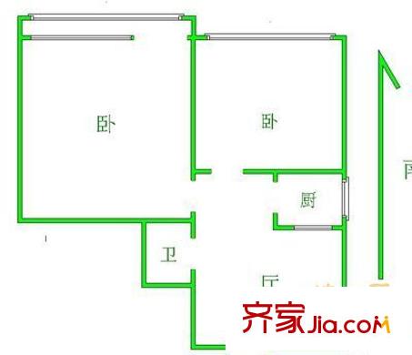 月坛西街乙2号院户型图户型图 2室1厅1卫1厨