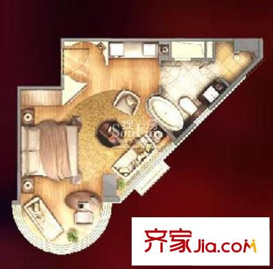 复地国际公寓户型图蓝爵户型图 1室1卫