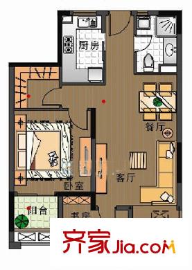 复地国际公寓户型图户型图 2室2厅1卫1厨