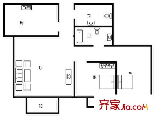 美丽亚洲假日花园 2室 户型图