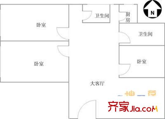 美丽亚洲假日花园 3室 户型图