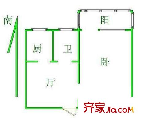 六里屯西里户型图户型图 1室1厅1卫1厨