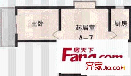 德胜世嘉户型图A-7型 1室1厅1卫1厨