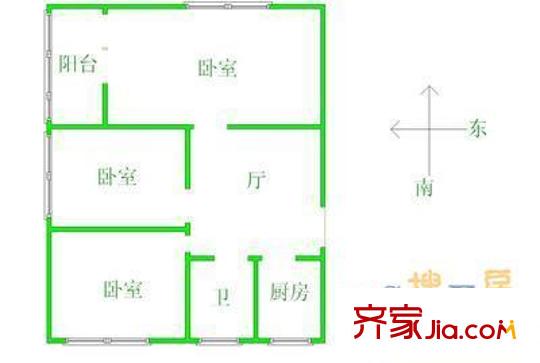 三庙大院户型图户型图 3室1厅1卫1厨