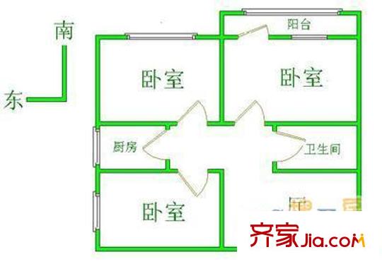 万寿路西街5号院户型图户型图 3室1厅1卫1厨