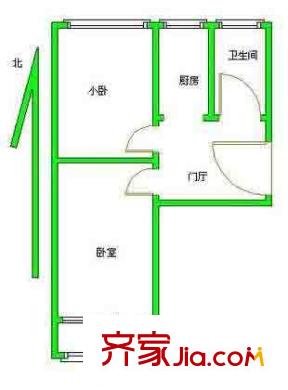 右安门西街户型图户型图 2室1厅1卫1厨