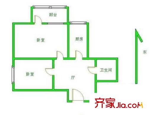 劲松七区户型图户型图 2室1厅1卫1厨