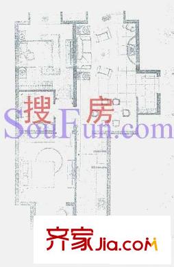 朝阳捷座户型图C户型 2室2厅1卫1厨