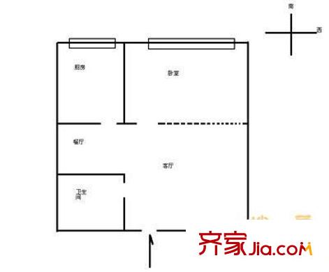 北蜂窝103号院户型图户型图 1室2厅1卫1厨