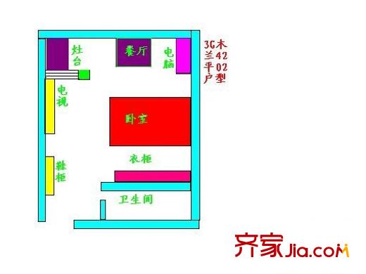 3G木兰户型图1室 户型图 1室1卫