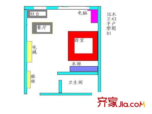 3G木兰户型图1室 户型图 1室1卫