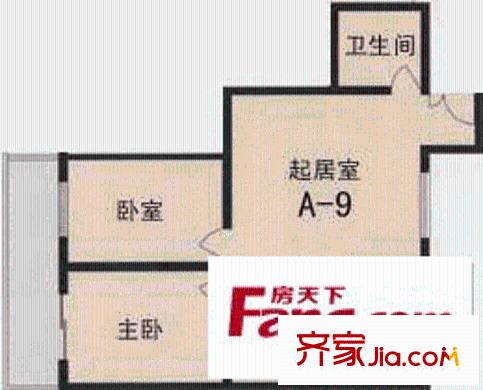 德胜世嘉户型图A-9型 2室1厅1卫1厨